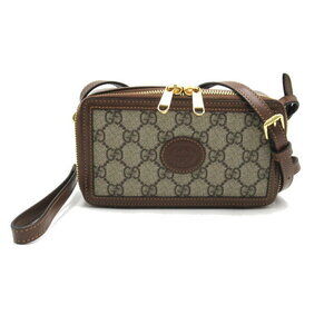 Gucci Interlocking GG Shoulder Bag Canvas Leather Brown